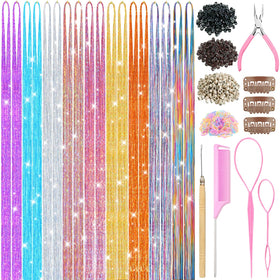 LEDIZE Hair Tinsel Kit containing 9 colours of shiny tinsel strands