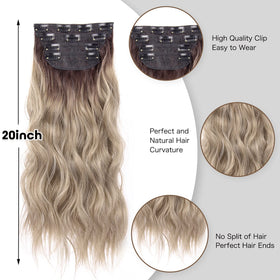 LEEONS blonde wavy hair extensions displayed on a mannequin