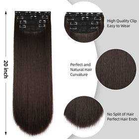 LEEONS Brown Black Clip-in Hair Extensions back view