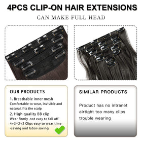 LEEONS Brown Black Clip-in Hair Extensions texture detail