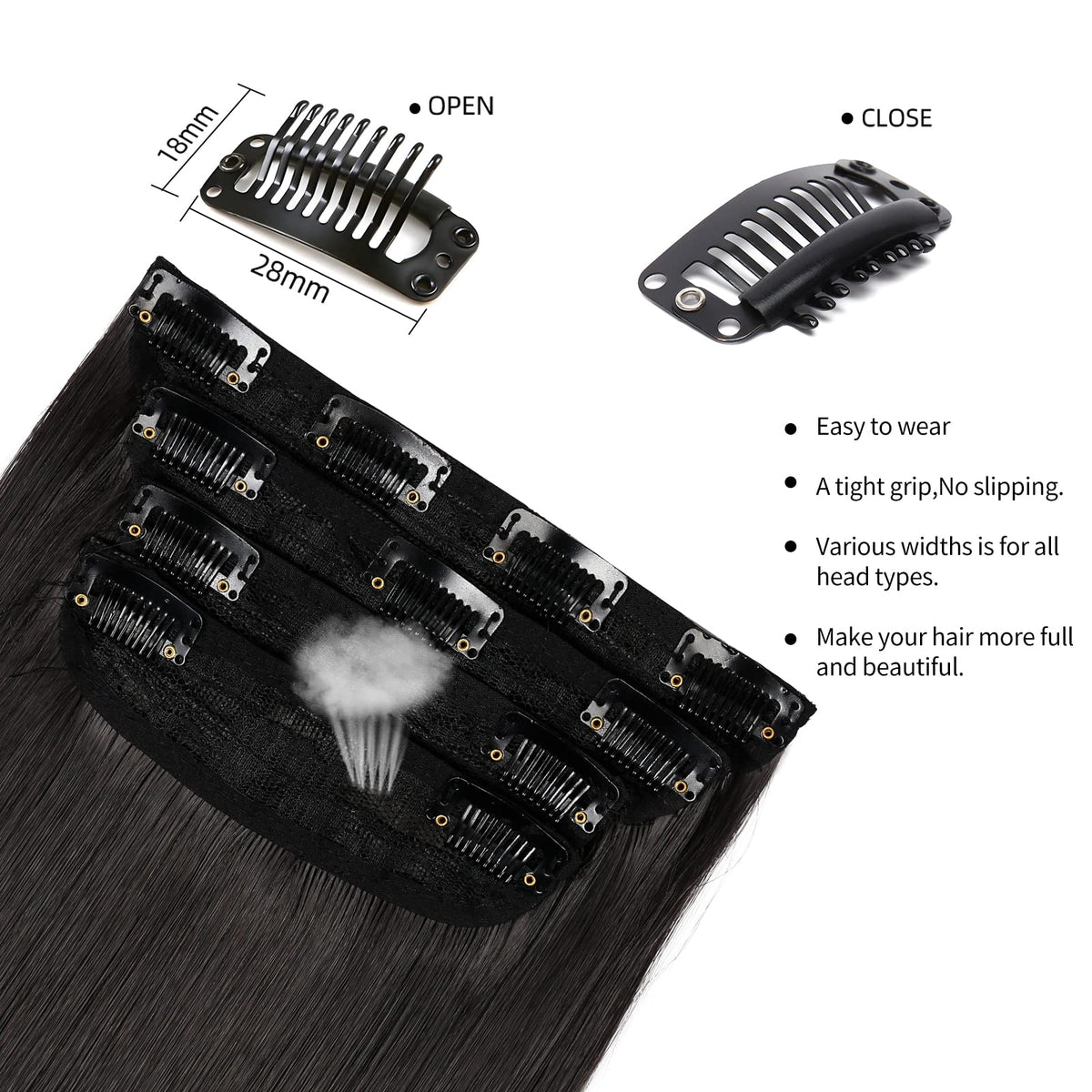 LEEONS Clip In Hair Extensions displayed on a mannequin