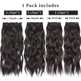 LEEONS Clip in Hair Extensions packaging with 4 pieces
