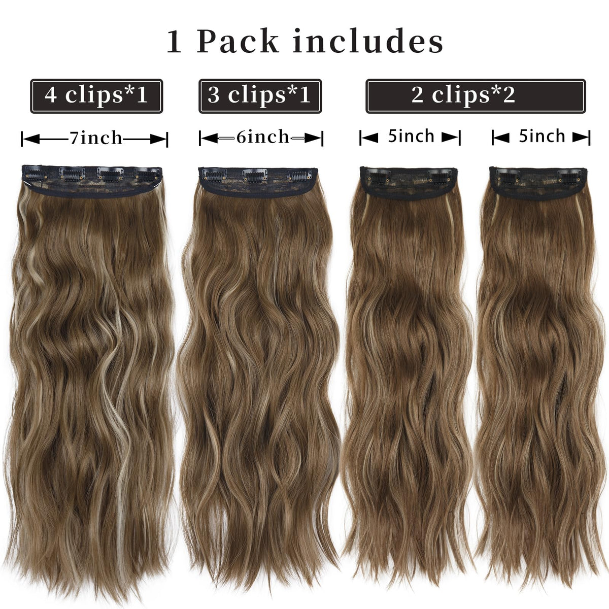 LEEONS Clip in Hair Extensions packaging with product details