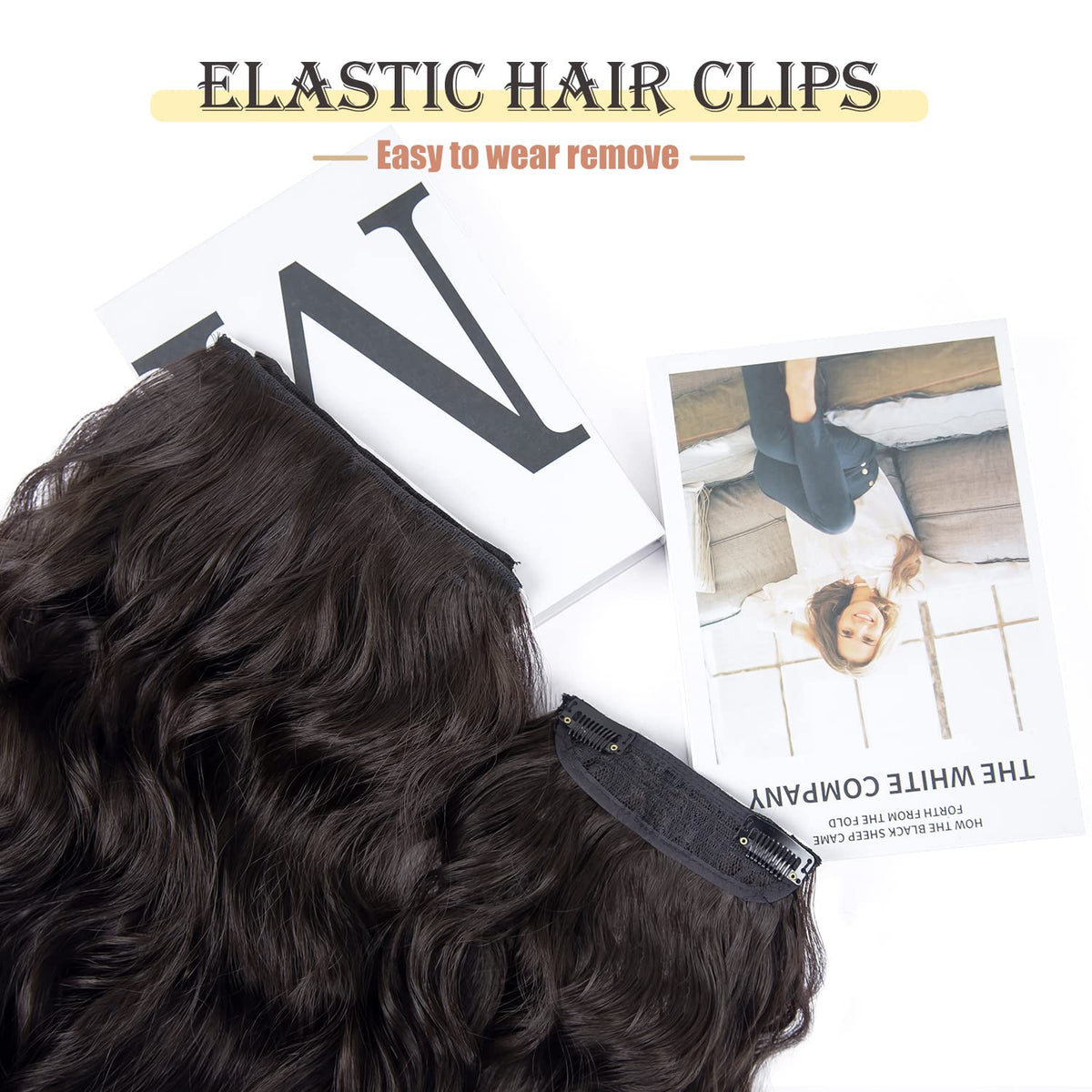 LEEONS Clip in Hair Extensions styled with shine spray