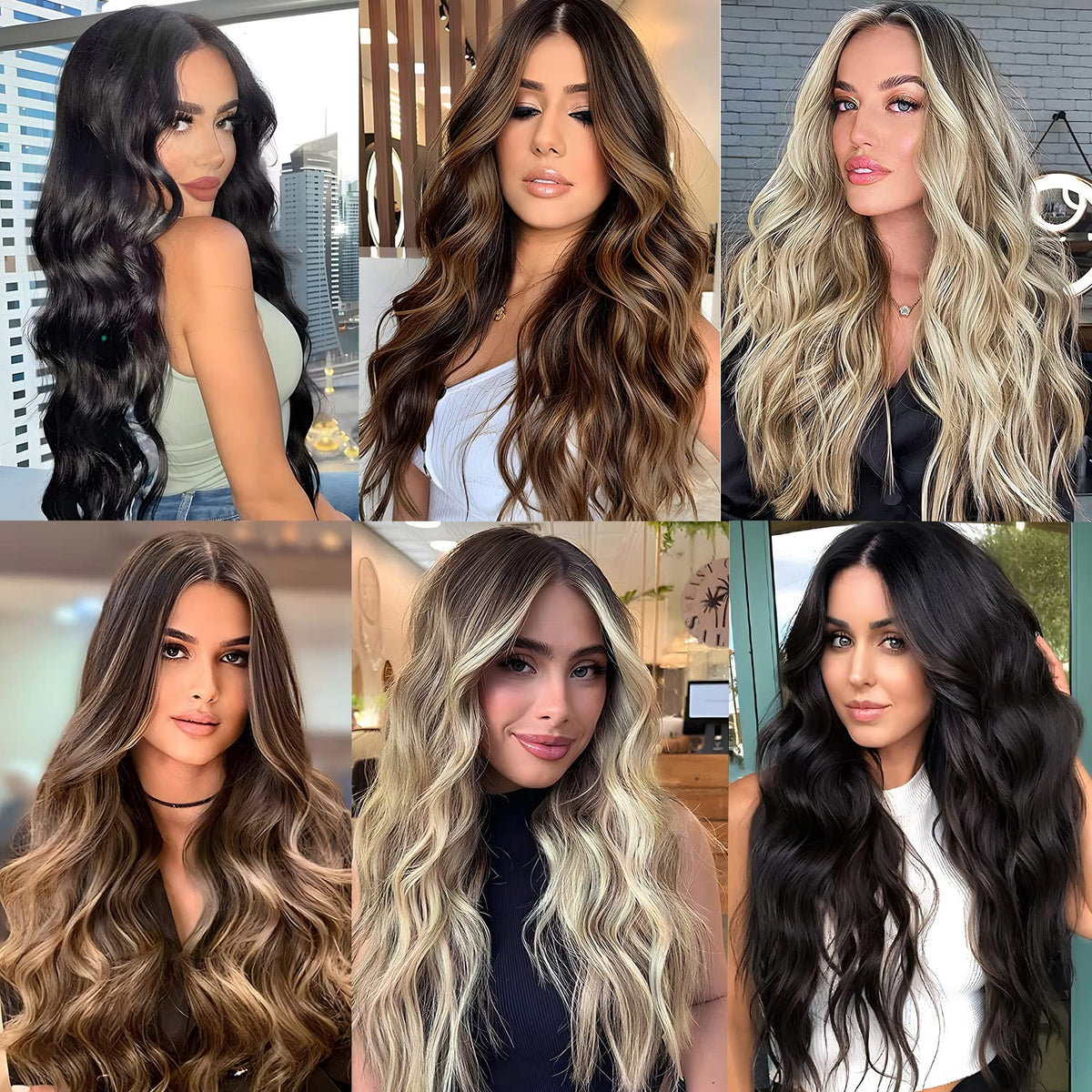 LEEONS Clip in Synthetic Hair Extensions 20 Inch wavy detailed texture