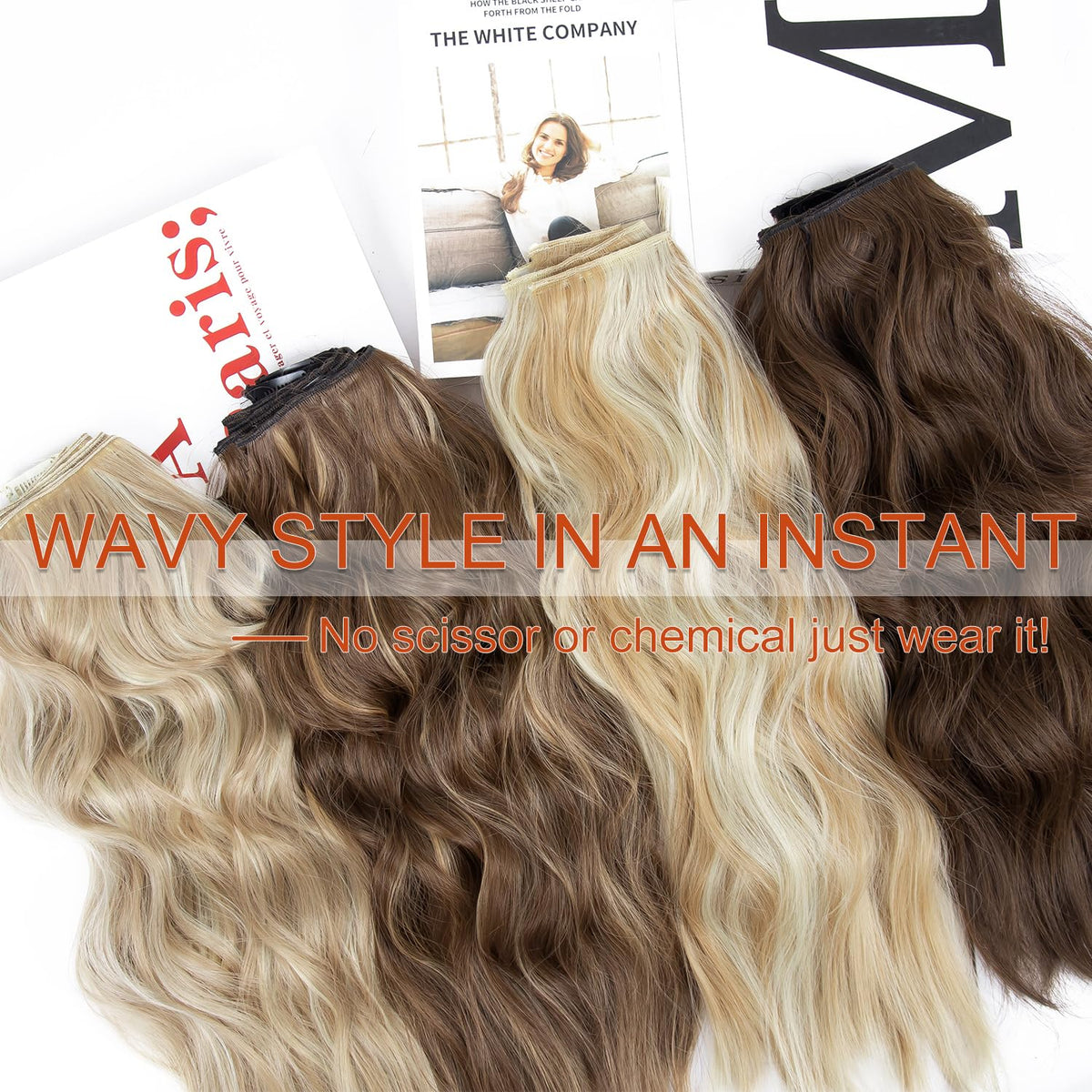 LEEONS Double Weft Synthetic Hair Extensions 20 Inch Chestnut Brown back view