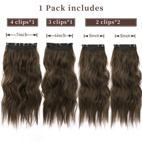 LEEONS Double Weft Synthetic Hair Extensions 20 Inch Chestnut Brown packaging