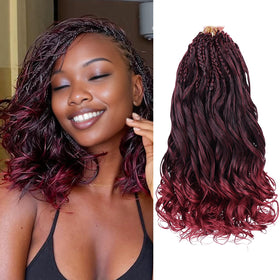 Leeven Boho French Curl Crochet Braids 12 Inch Ombre Red front view