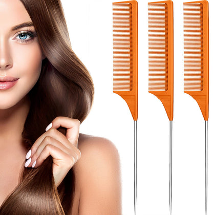 Leinuosen 3 pack rat tail comb set with carbon fibre design
