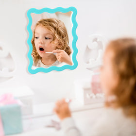 Leinuosen 5x7 Magnetic Locker Mirror on a bathroom counter