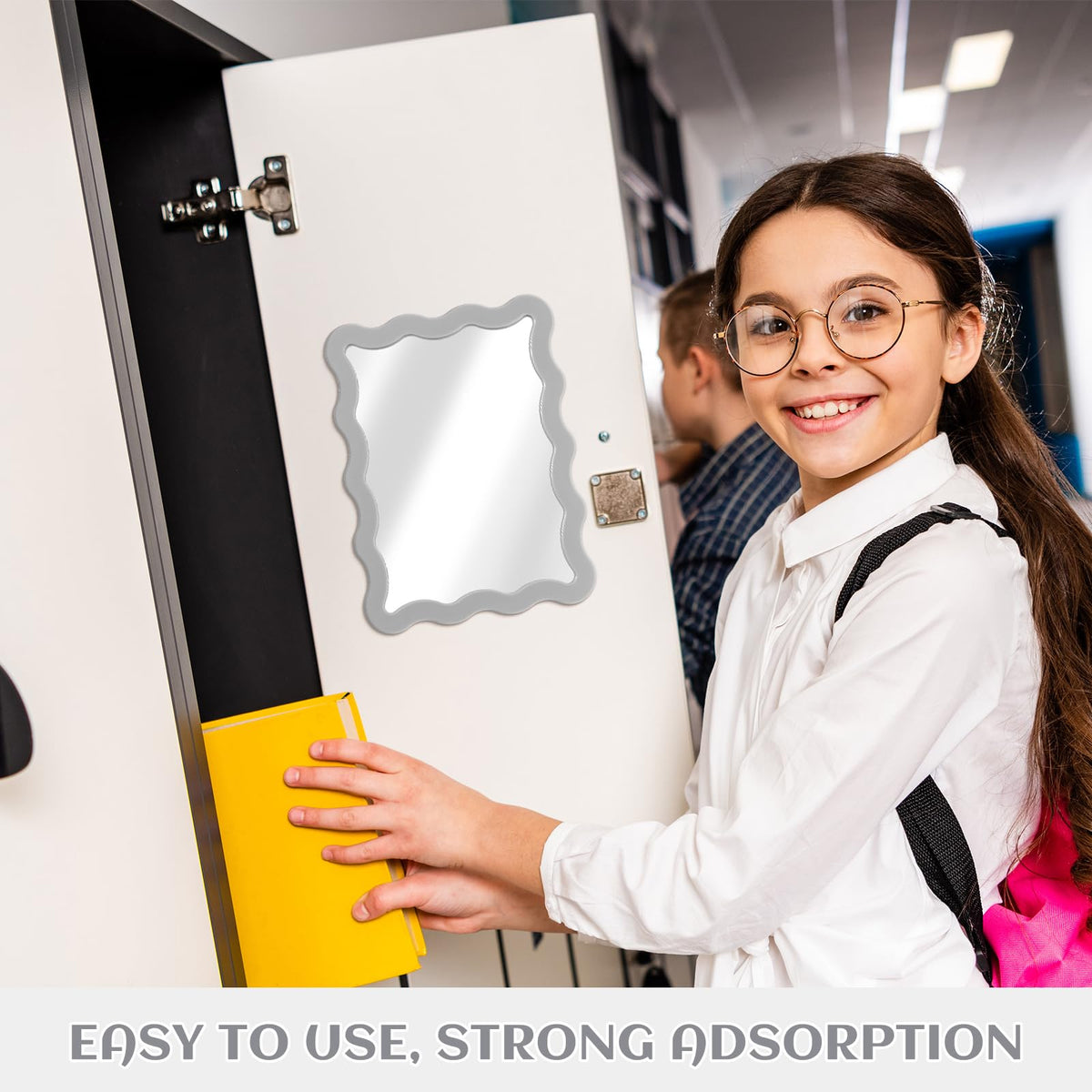 Leinuosen 5x7 Magnetic Locker Mirror with rounded corners and plastic frame