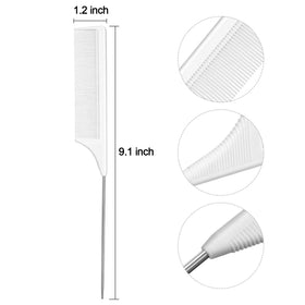 Leinuosen Rat Tail Comb close-up showing stainless steel pintail