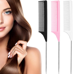 Leinuosen Rat Tail Comb Set in black, pink, and white