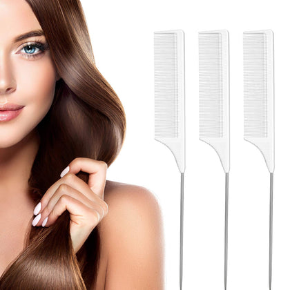 Leinuosen Rat Tail Comb Set - three combs in white