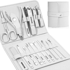 Leipple Manicure Set 16 pcs stainless steel tools in leather case