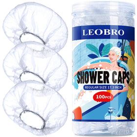 LEOBRO 100PCS disposable shower caps clear plastic front view