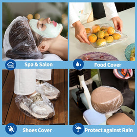 LEOBRO shower caps displayed with other beauty accessories