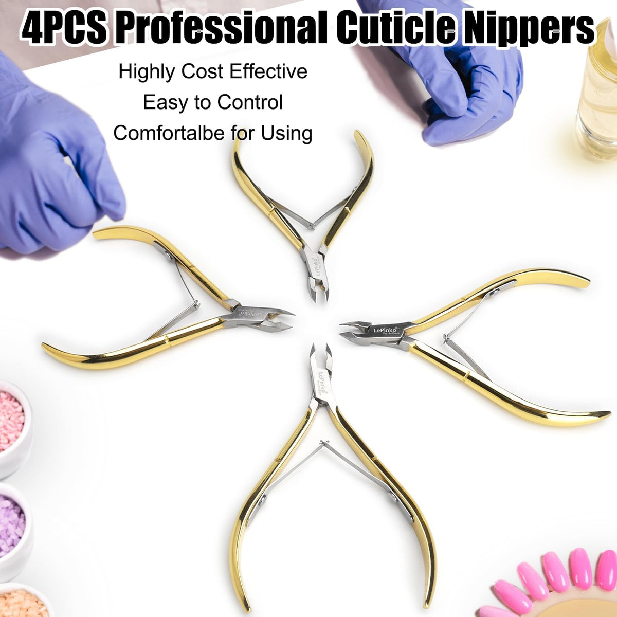LePinko Cuticle Trimmer Kit with all components laid out