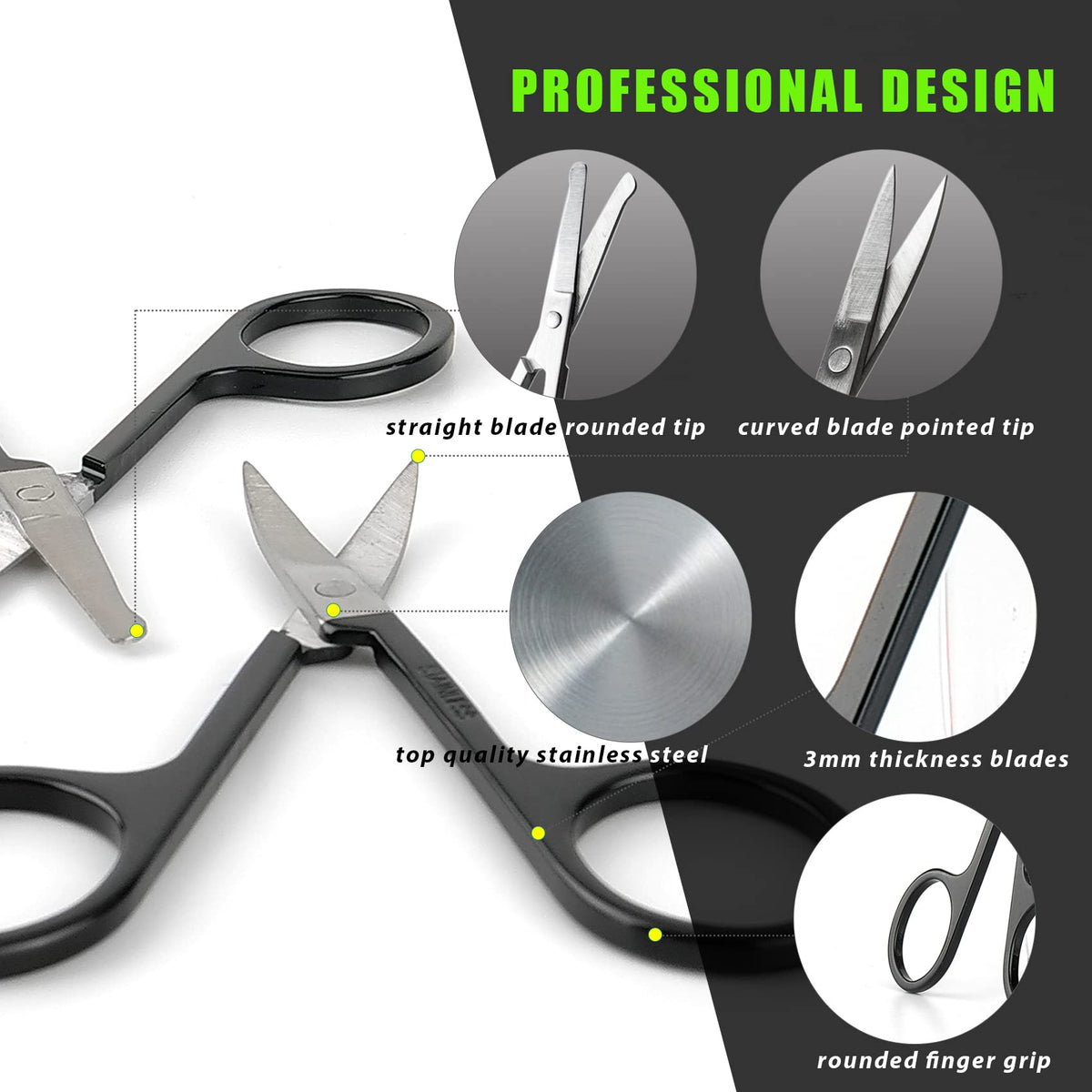LePinko Facial Hair Scissors in travel case