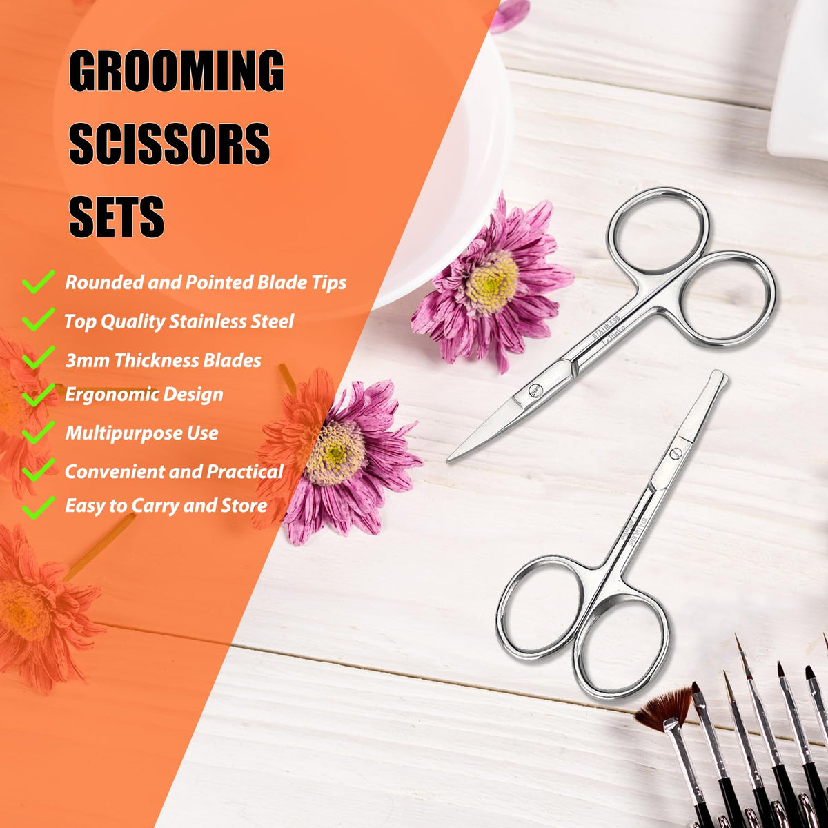 LePinko Facial Hair Scissors silver blades close-up