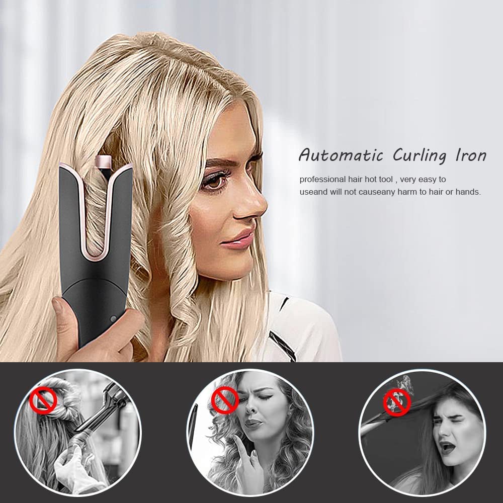 LESCOLTON Automatic Hair Curling Iron in use creating curls