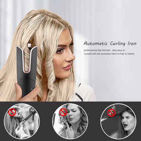 LESCOLTON Automatic Hair Curling Iron in use creating curls
