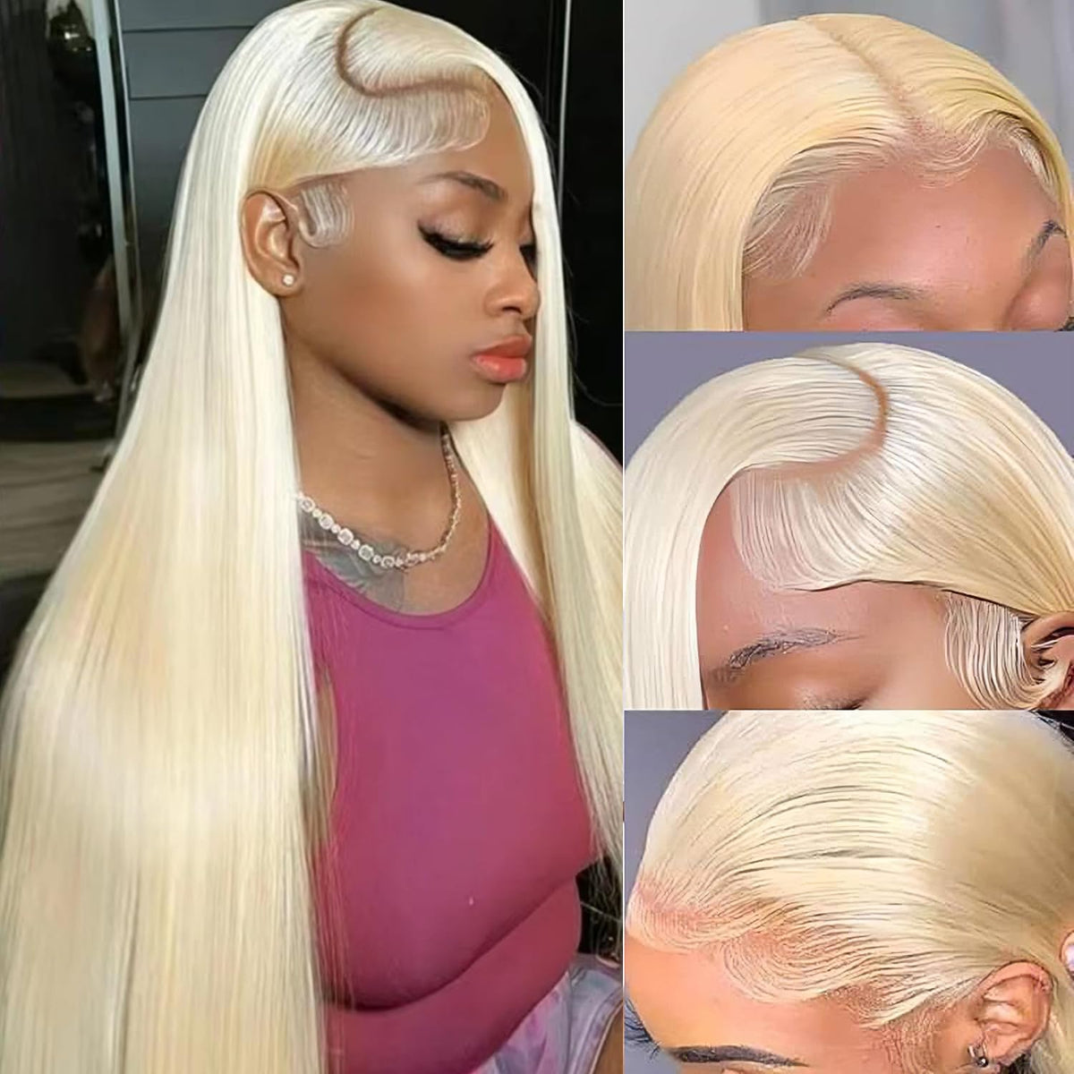 LETMIEO 24 Inch 613 Lace Front Wig front view