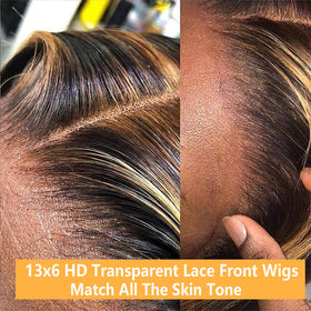 LETMIEO 28 Inch Ombre Lace Front Wig Honey Blonde styling options