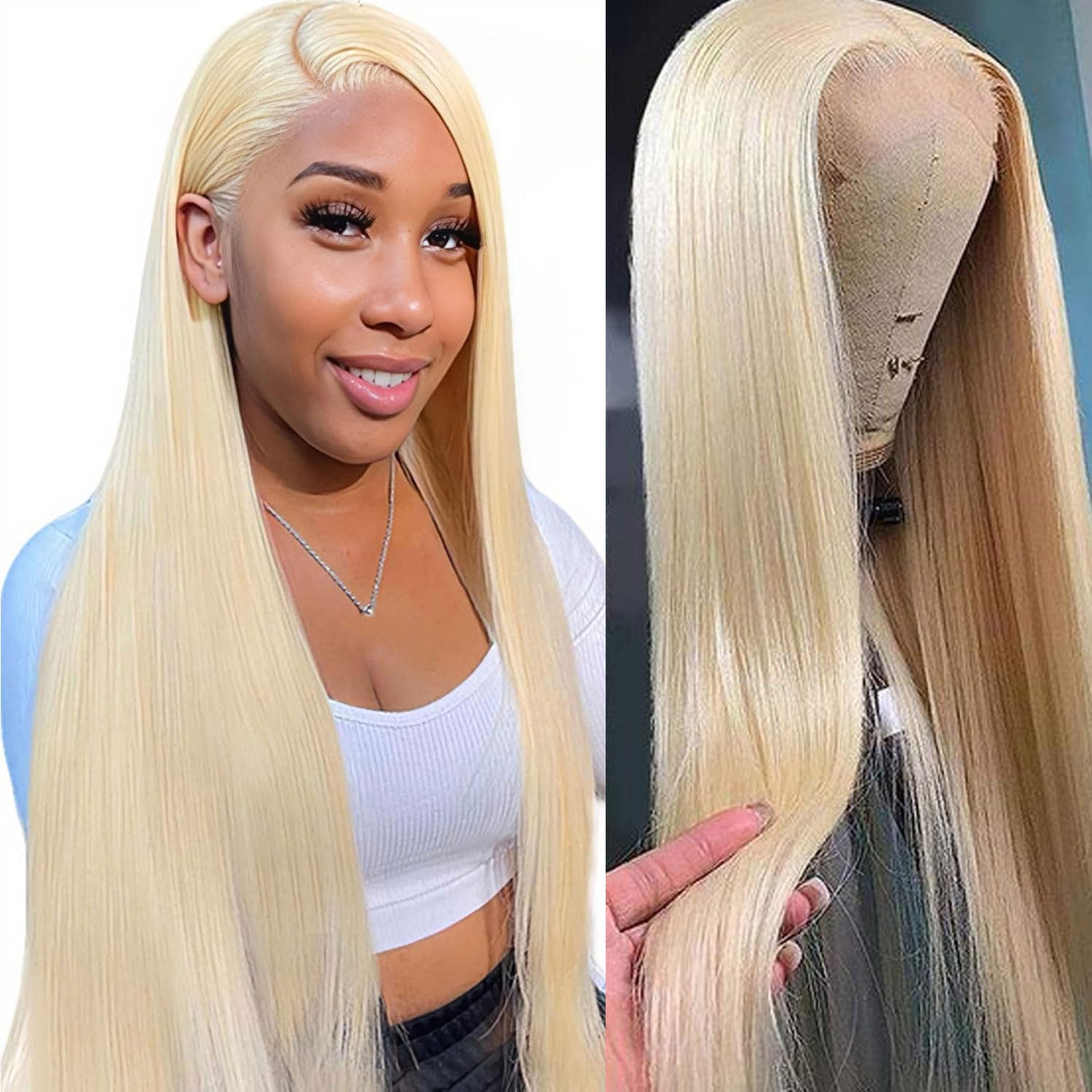 LETMIEO 34 Inch 613 Lace Front Wig front view