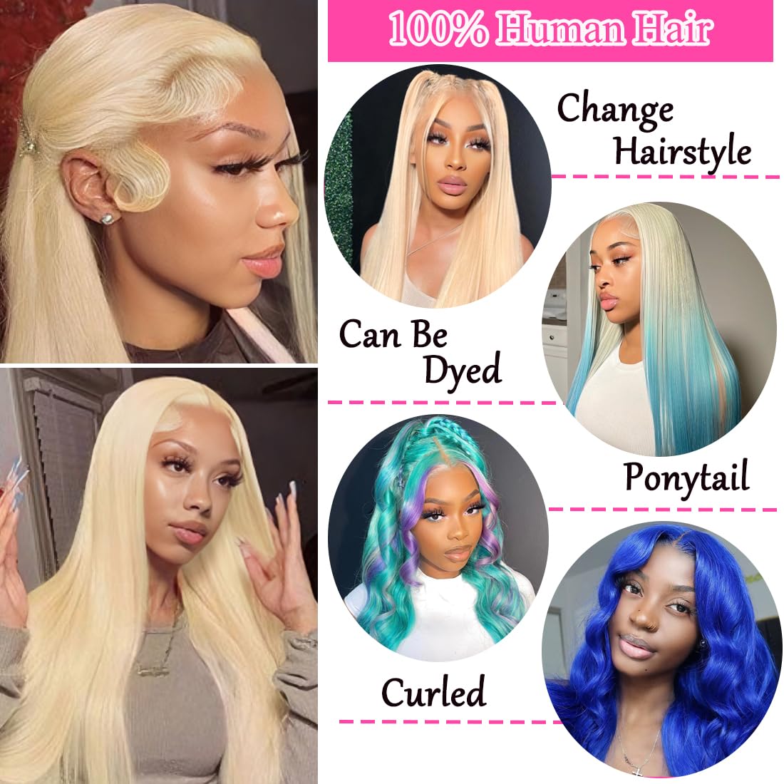 LETMIEO blonde wig with adjustable straps