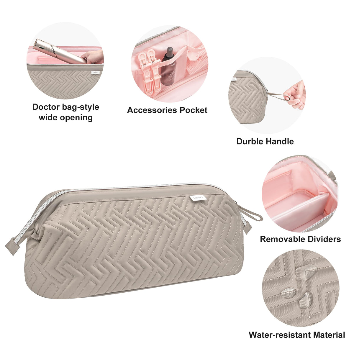 Leudes Hair Tools Travel Bag close-up of the nylon fabric