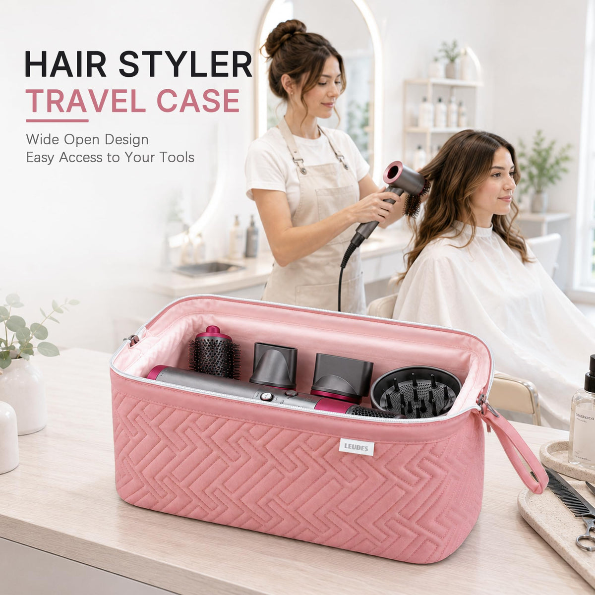 Leudes Hair Tools Travel Bag compact design in luggage