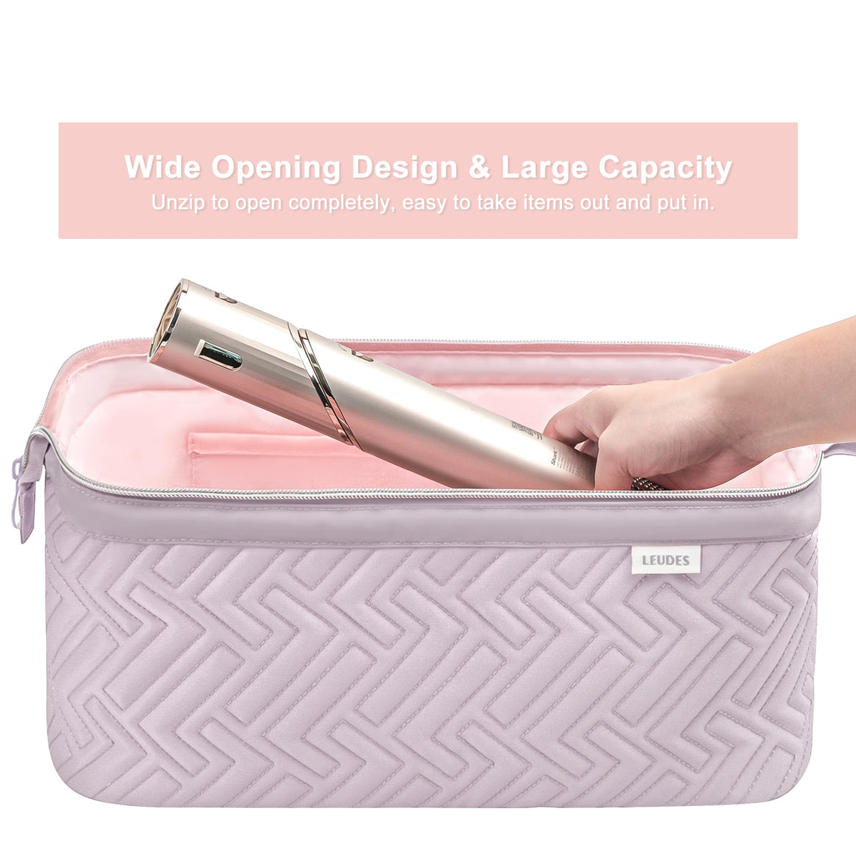 Leudes Hair Tools Travel Bag dimensions displayed