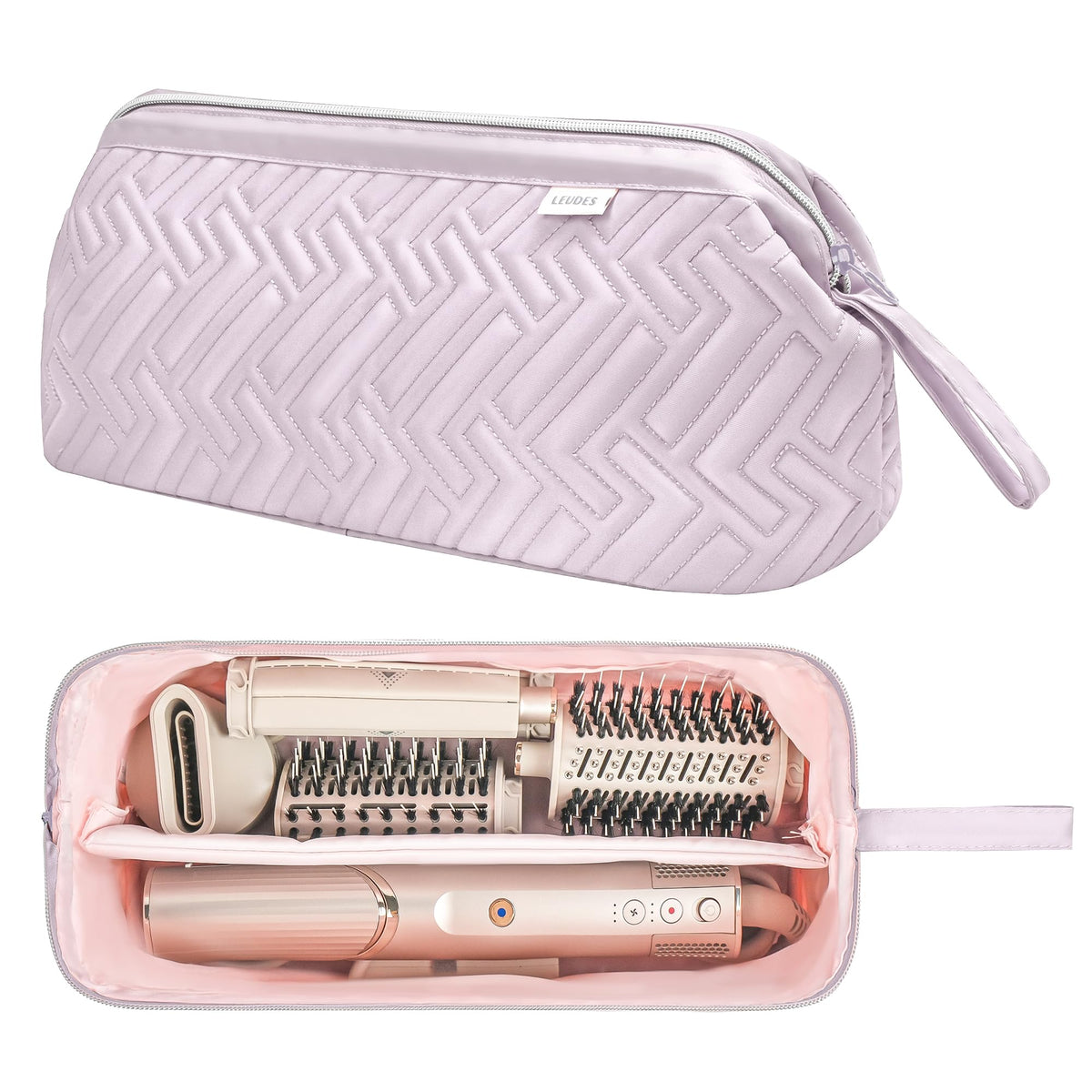 Leudes Hair Tools Travel Bag front view in Lavender Violet