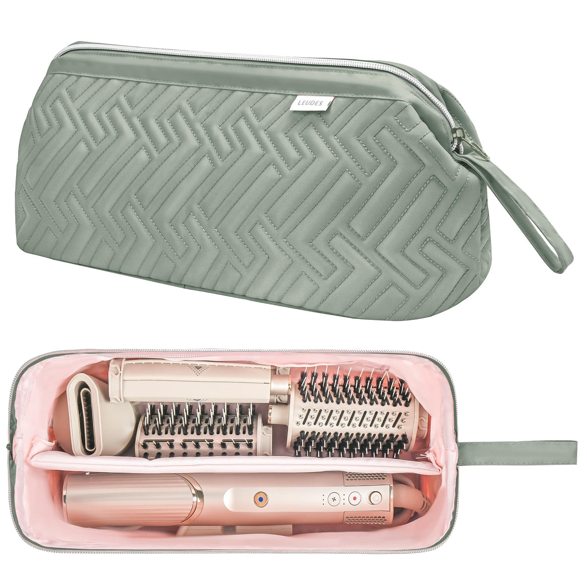 Leudes Hair Tools Travel Bag front view in sage green