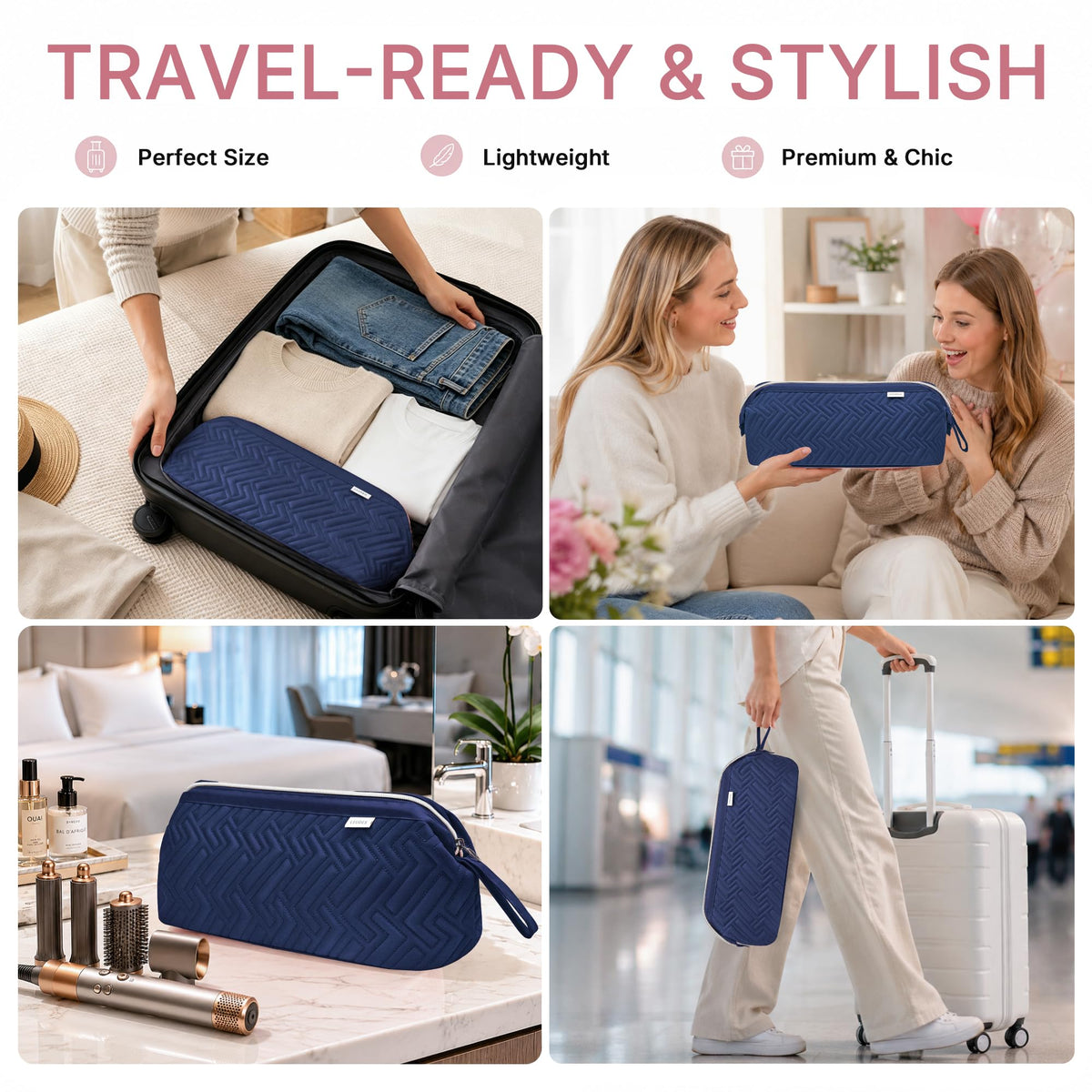 Leudes Hair Tools Travel Bag hanging on a wall