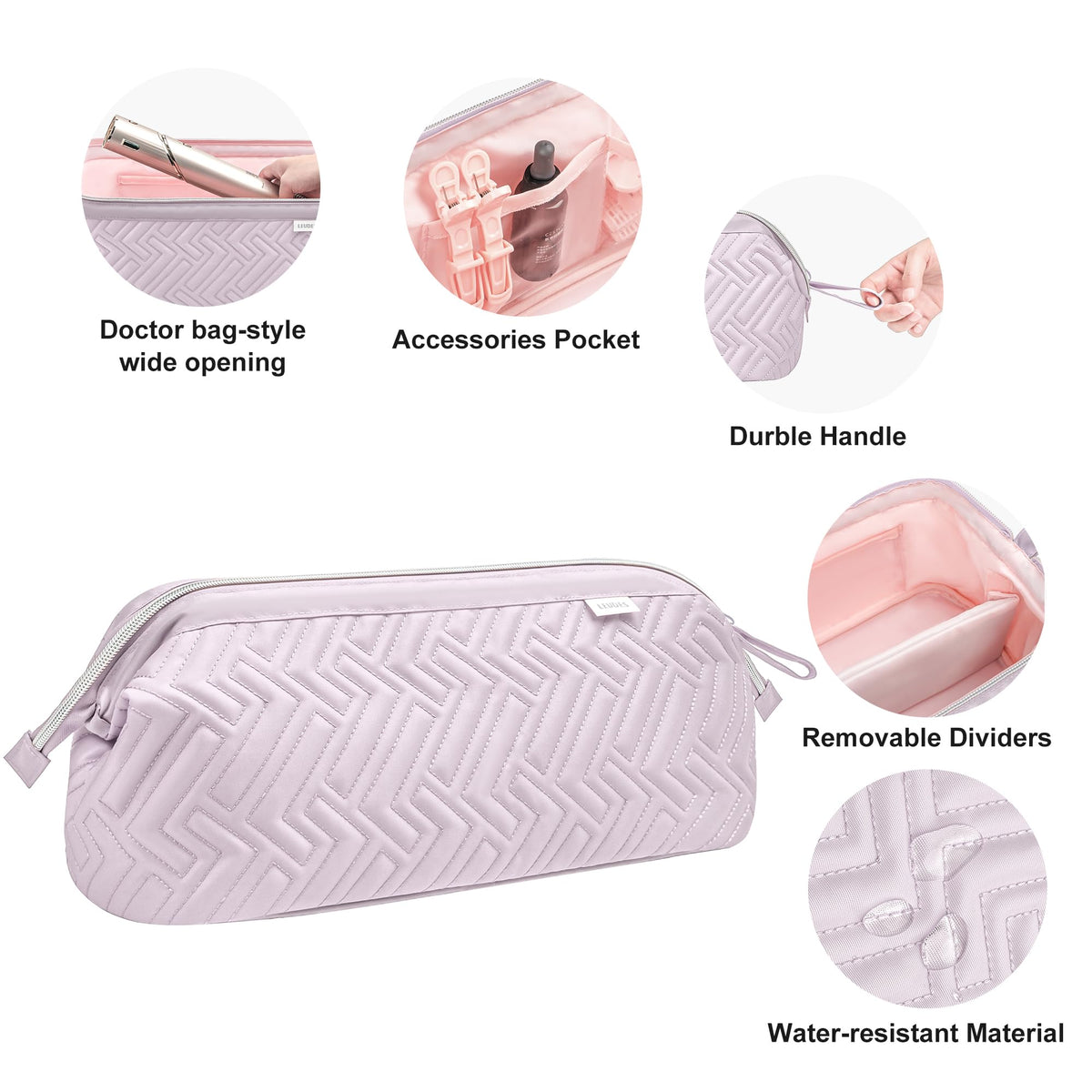 Leudes Hair Tools Travel Bag hanging on a wall
