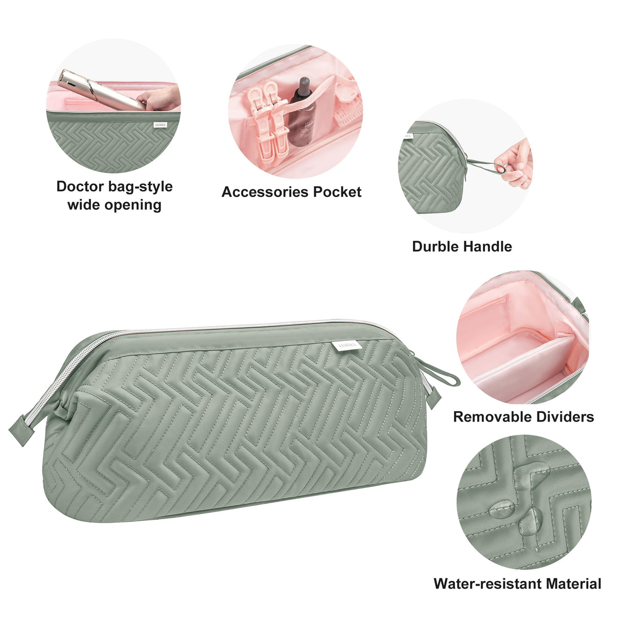 Leudes Hair Tools Travel Bag waterproof material close-up