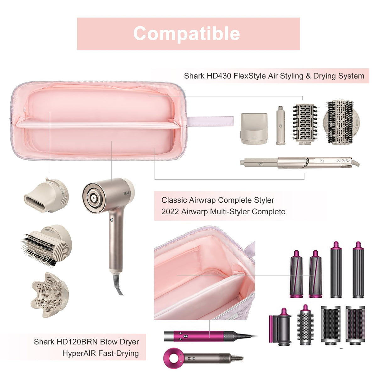 Leudes Hair Tools Travel Bag with Shark Flexstyle inside