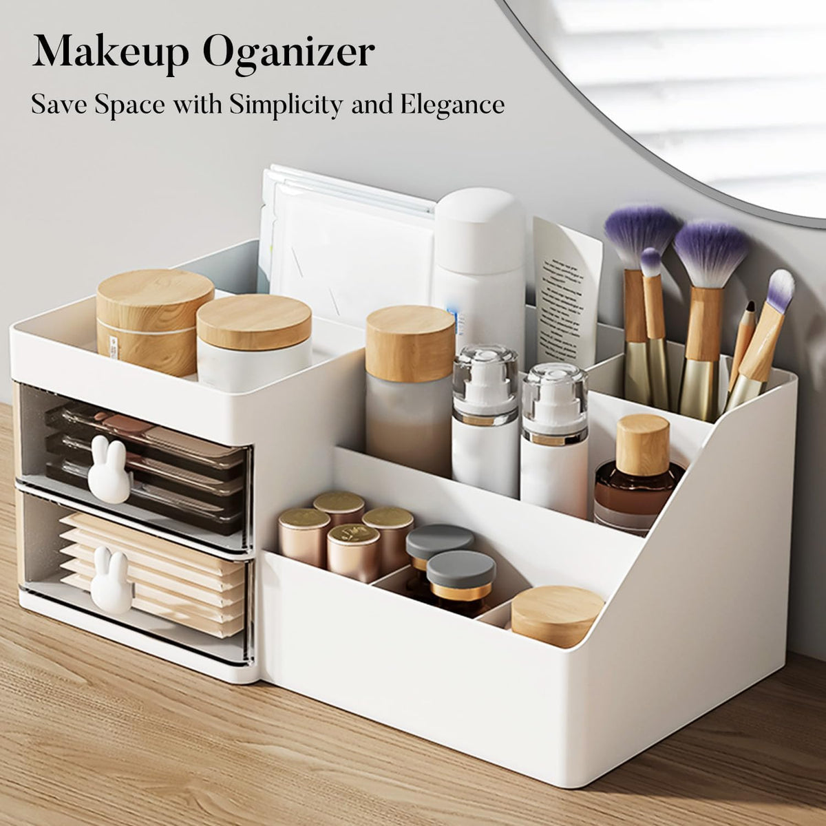 lexvss Makeup Organizer with lipsticks and brushes