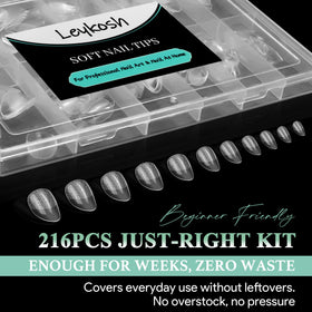 LEYKOSH almond nail tips with gel polish application