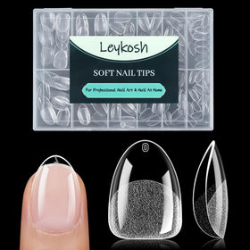 LEYKOSH Extra Short Almond Nail Tips 216pcs front view