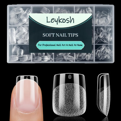 LEYKOSH Extra Short Square Nail Tips 240pcs front view