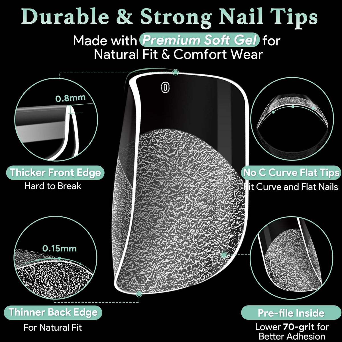 LEYKOSH Extra Short Square Nail Tips in various sizes