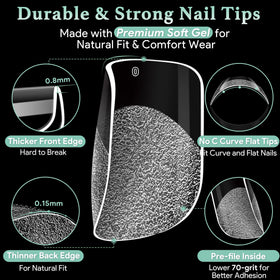 LEYKOSH Extra Short Square Nail Tips in various sizes