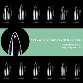 LEYKOSH Long Stiletto Nail Tips applied on nails