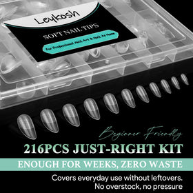 LEYKOSH Medium Almond Nail Tips showing matte finish