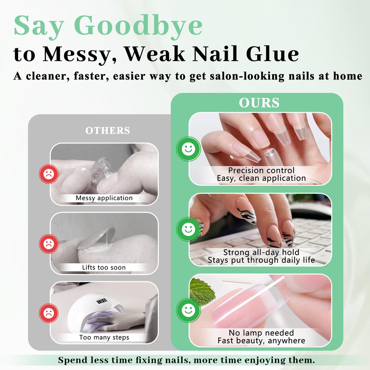 LEYKOSH Nail Glue applied on press on nails