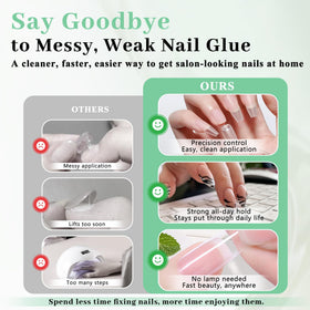 LEYKOSH Nail Glue applied on press on nails