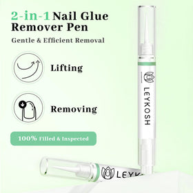 LEYKOSH Nail Glue Remover pen back view showing ergonomic design